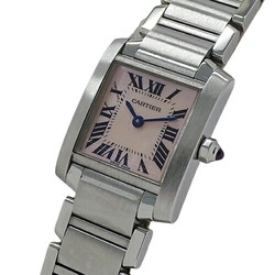 Cartier Women's Watch Tank Francaise SM Pink Shell Quartz Stainless Steel SS W51028Q3 Silver Polished