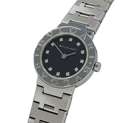 BVLGARI Women's Watch 12P Diamond Quartz Stainless Steel SS BB23SS Silver Black Polished