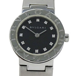 BVLGARI Women's Watch 12P Diamond Quartz Stainless Steel SS BB23SS Silver Black Polished