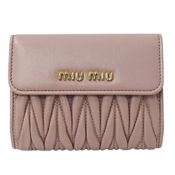 Miu Miu Miu Women's Bi-fold Wallet, Matelasse Leather, Pink, 5ML002, Compact Wallet