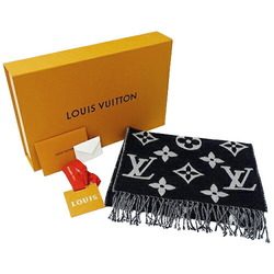 Louis Vuitton LOUIS VUITTON Scarf Women's Stole Echarpe Simply LV Wool Noir M76964 Black Monogram Warm