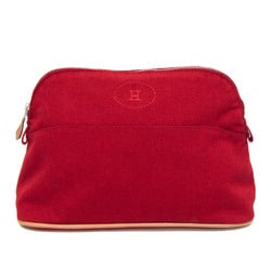 Hermes Bolide Pouch MM Men,Women Cotton,Leather Pouch Brown,Red Color