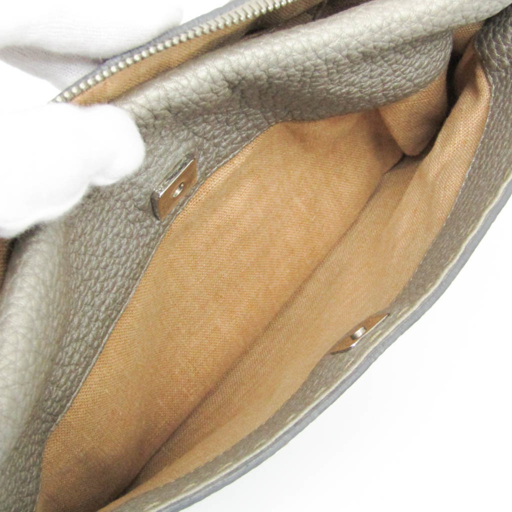 Fendi Selleria 8BT200 Women's Leather Shoulder Bag Gray