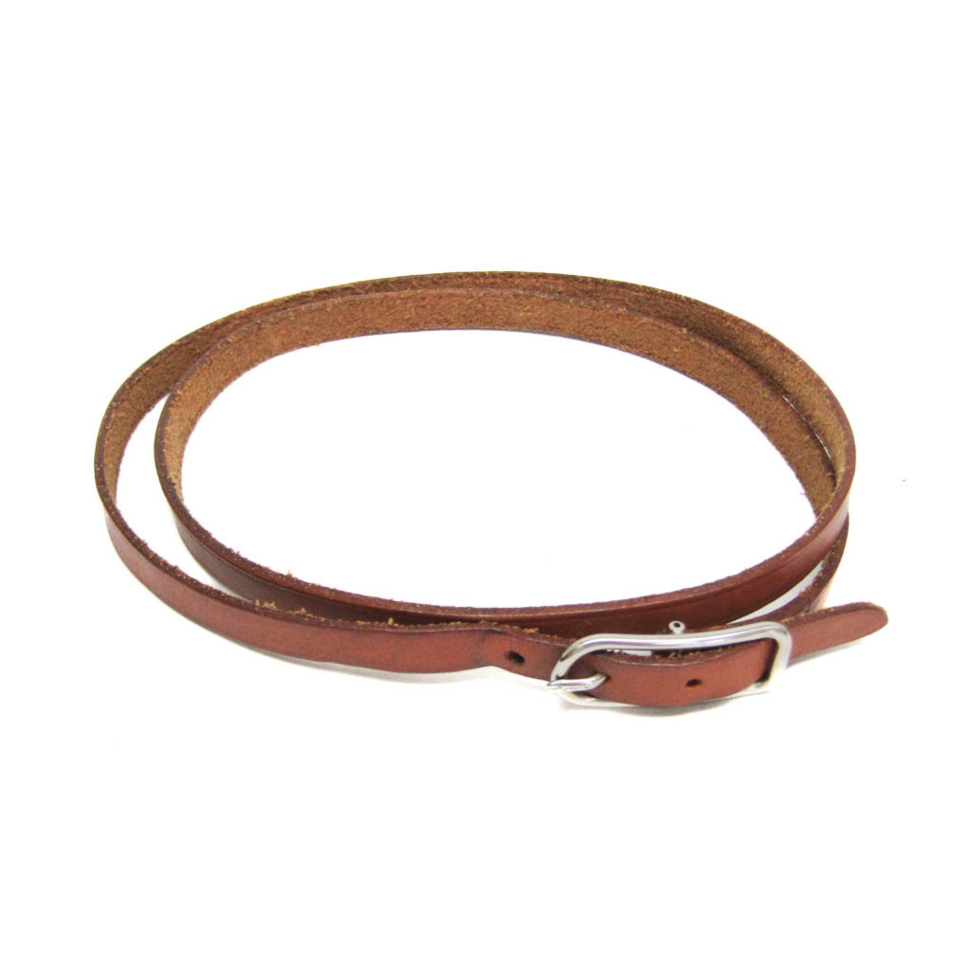 Hermes Hapi Leather,Metal Wrap Bracelet Brown,Silver