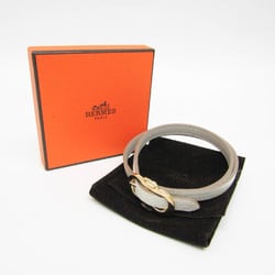 Hermes Bouclée Triple Tool Leather,Metal Bangle Gold,Light Gray,White