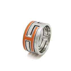 Hermes Move H Silver 925 Band Ring Orange,Silver