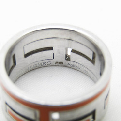 Hermes Move H Silver 925 Band Ring Orange,Silver