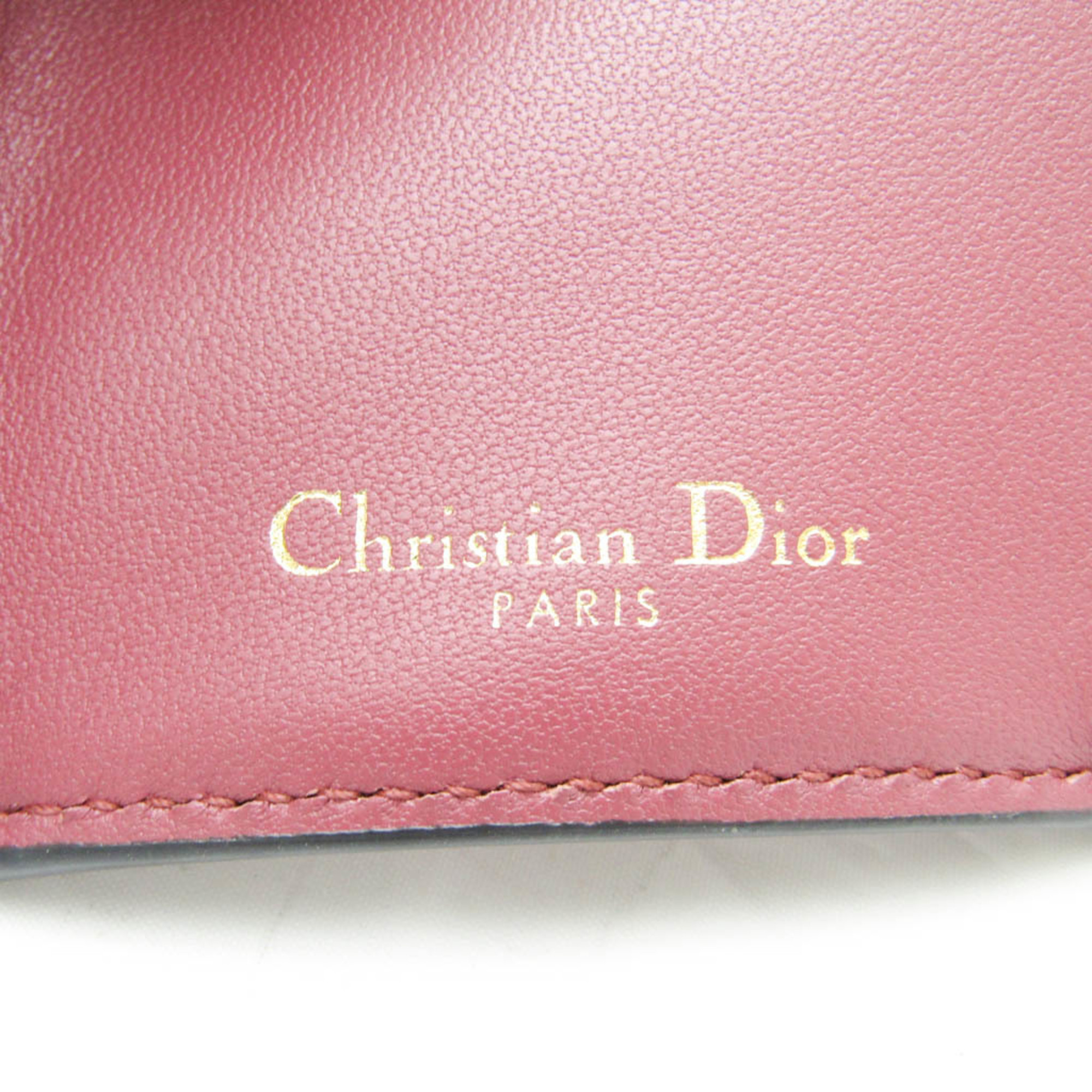 Christian Dior Saddle Wallet Women's Leather Wallet (tri-fold) Dusty Pink