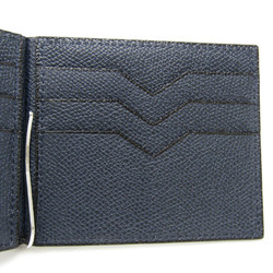 Valextra Money Clip SGSR0080028LRDWG99 Leather Card Case Dark Navy