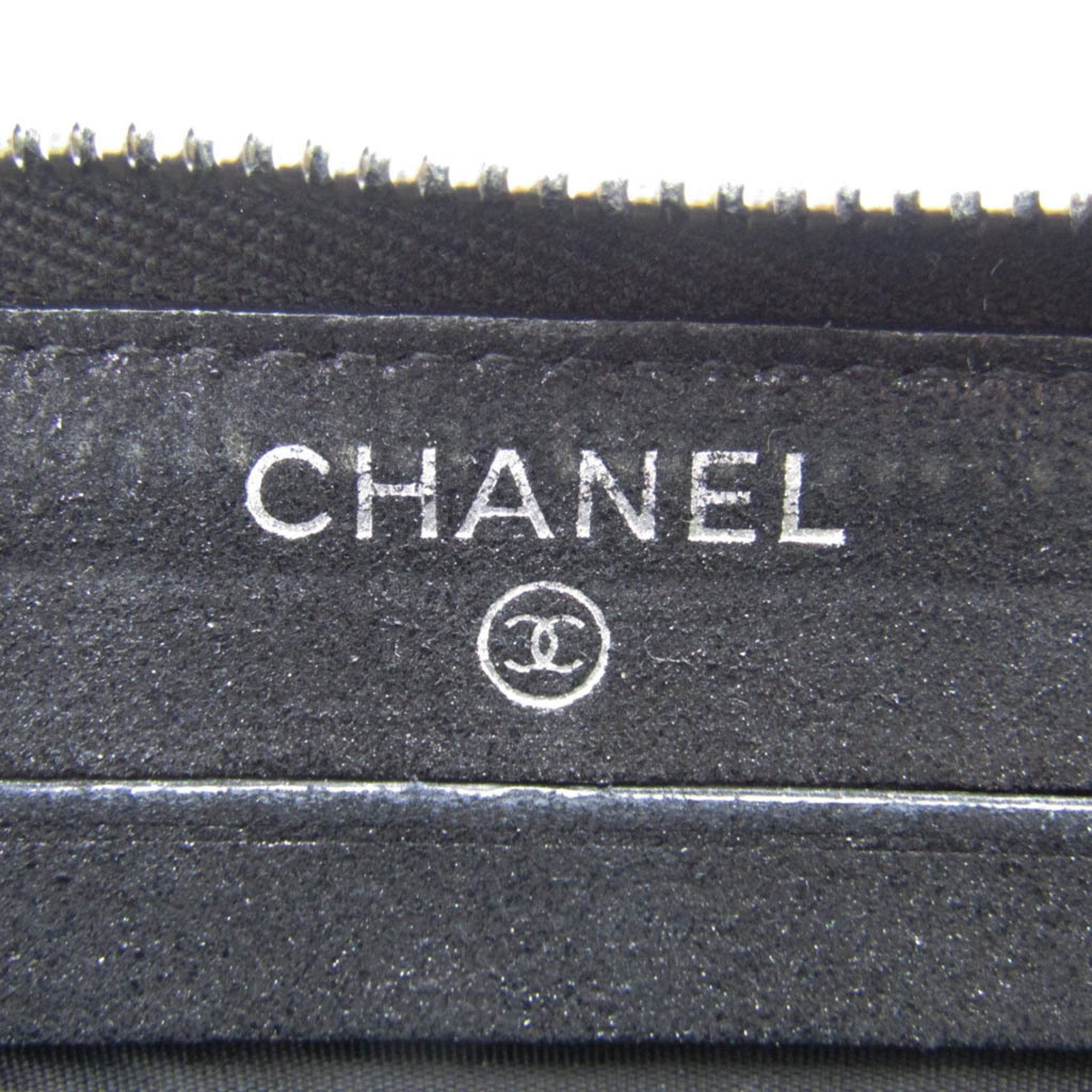 Chanel Matelasse Card Case Women's Suede Coin Purse/coin Case Black