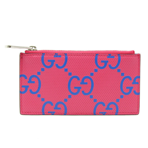 Gucci GG Embossed Zip 725550 Leather Card Case Blue,Pink