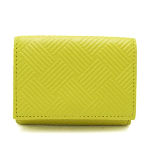Bottega Veneta Debossed Intrecciato Women's Leather Wallet (tri-fold) Yellow