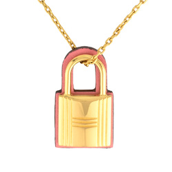 Hermes O'Kelly PM Pendant Necklace Leather GP D Engraved Pink IT75TZUERYWW