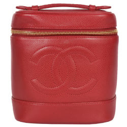CHANEL Coco Mark Vanity Bag Handbag Caviar Skin A01998 Red ITTFYWYIHGQ0
