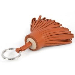 Hermes HERMES Carmen Bicolor Keyring Leather Orange Beige Tassel ITLKYWAZ0SX3