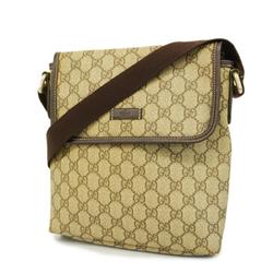 Gucci Shoulder Bag GG Supreme 223666 Leather Brown Beige Champagne Women's