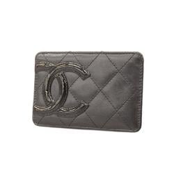 Chanel Business Card Holder/Card Case Cambon Lambskin Black Women's
