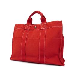 Hermes Tote Bag Deauville MM Canvas Red Women's