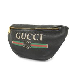 Gucci Waist Bag Leather Black Men's