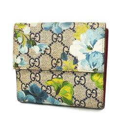 Gucci Wallet GG Blooms 410071 Leather Beige Red Women's