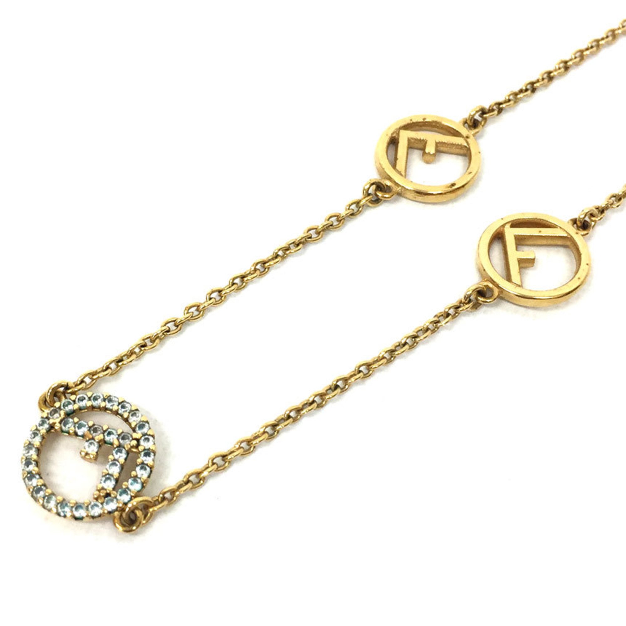 FENDI FF F is Fendi Necklace Rhinestone Gold Color for Women