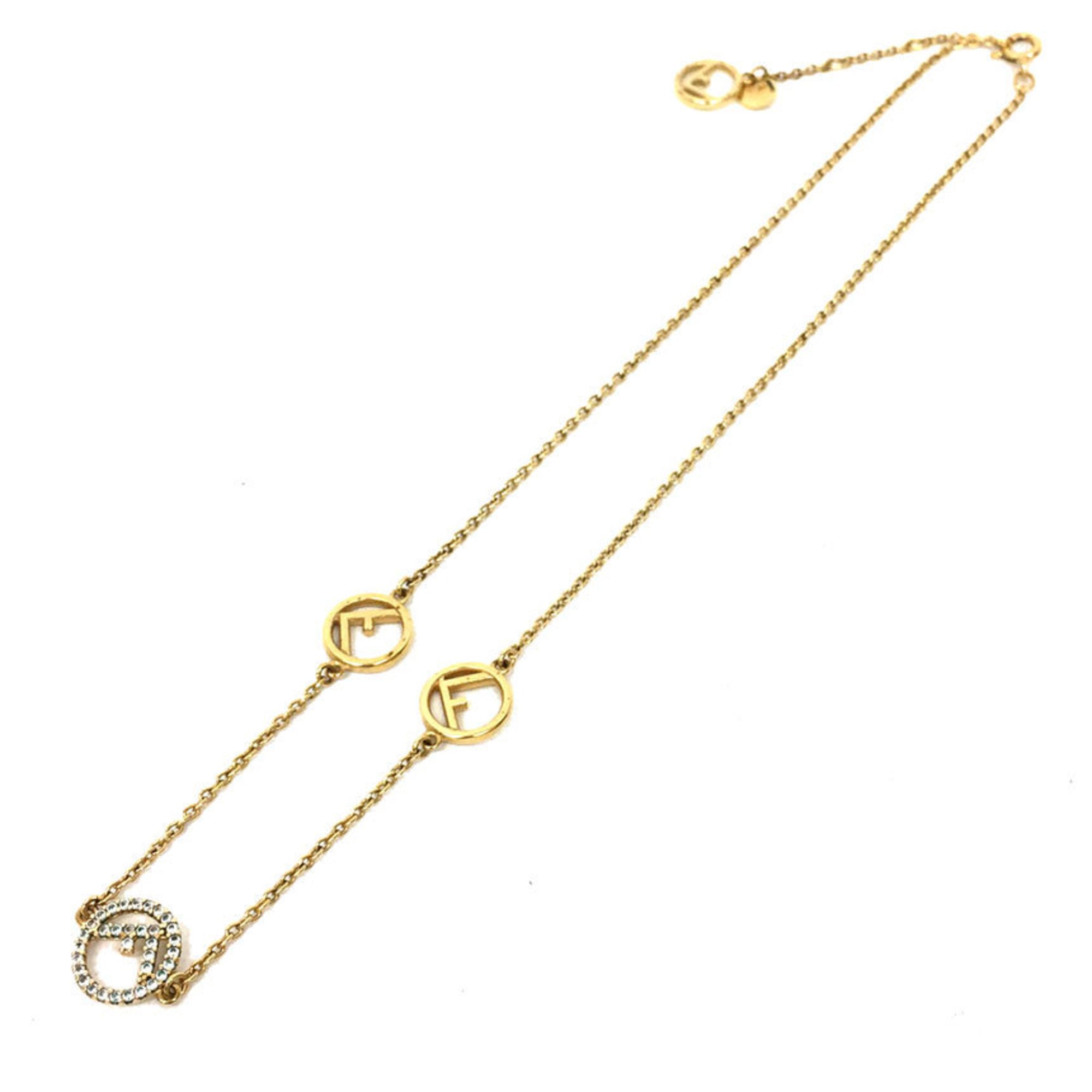 FENDI FF F is Fendi Necklace Rhinestone Gold Color for Women