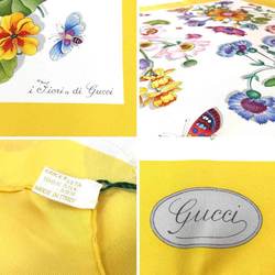 GUCCI Flora Print Scarf Muffler Shawl Large Carre 100% Silk Flower Yellow x White Gucci Women's