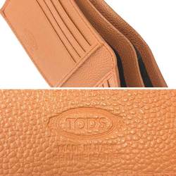 TOD'S Folding Wallet Billfold Leather Camel Brown