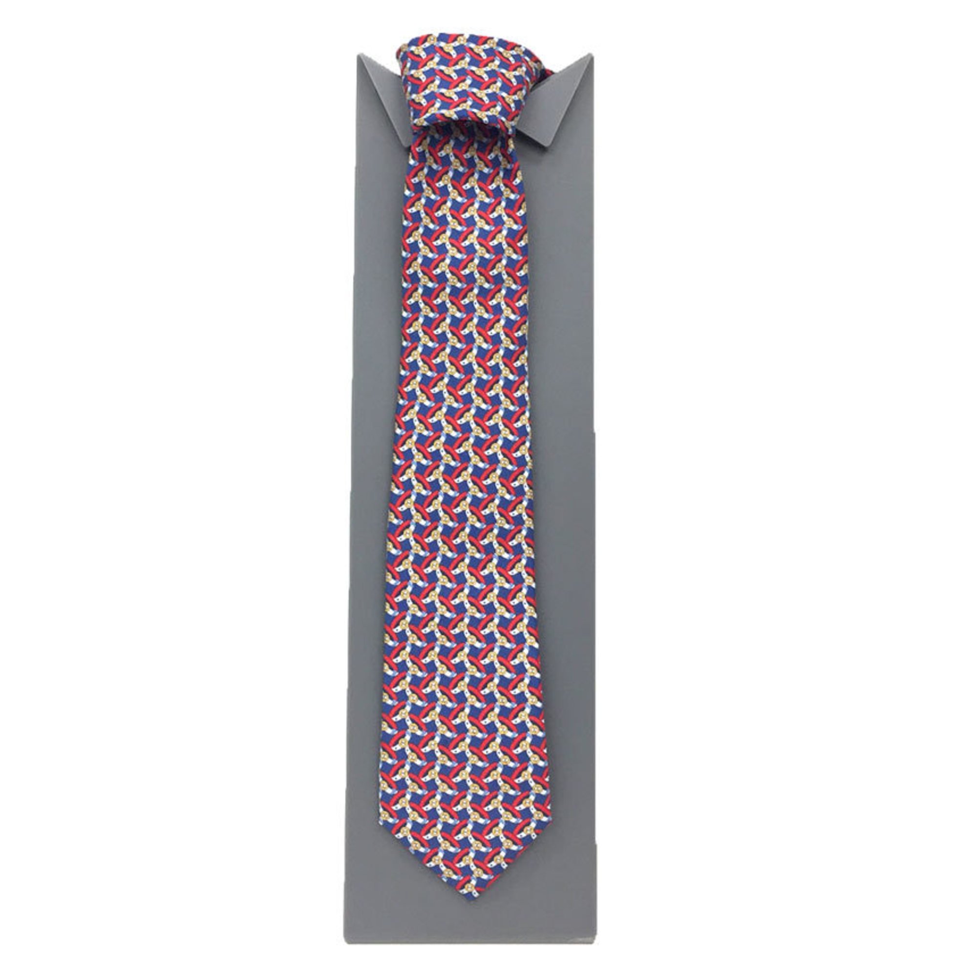 GUCCI Gucci tie belt pattern silk blue x red men's