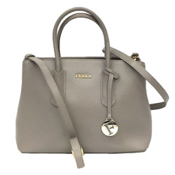 FURLA 2WAY Tote Bag 937632 Handbag Shoulder Leather Grey