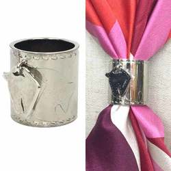 Hermes HERMES Horse Charm Scarf Ring Silver Color