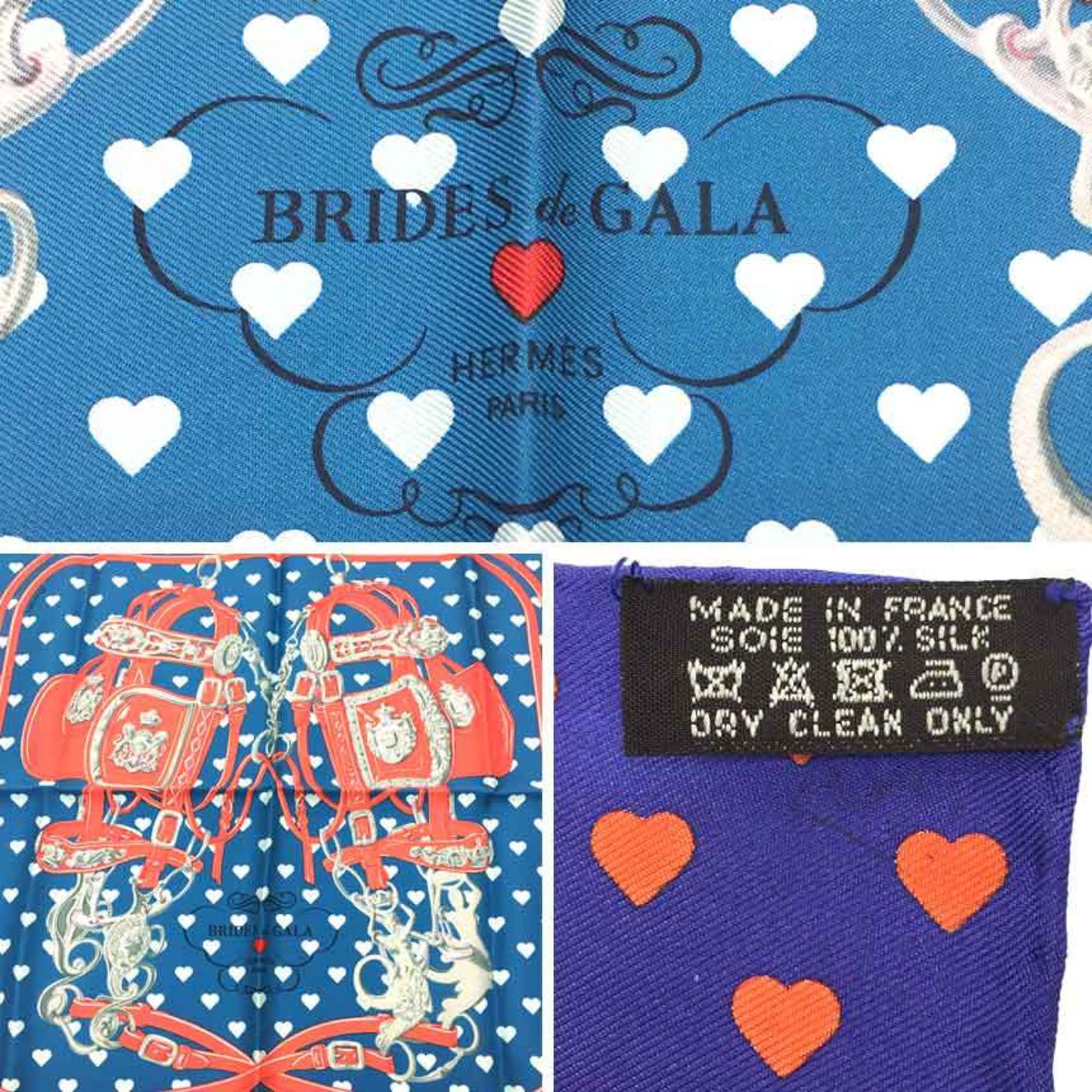 HERMES Hermes Carré 45 Scarf Muffler Brides de Gala Love Purple x Blue 100% Silk