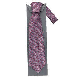 Hermes HERMES tie, stirrup pattern, harness pink, red x light blue, men's