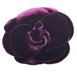 CHANEL Camellia Corsage Brooch Purple Velvet Chanel Women's