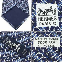 Hermes HERMES Tie Bit Pattern Horse Tack 100% Silk Navy x Blue Men's