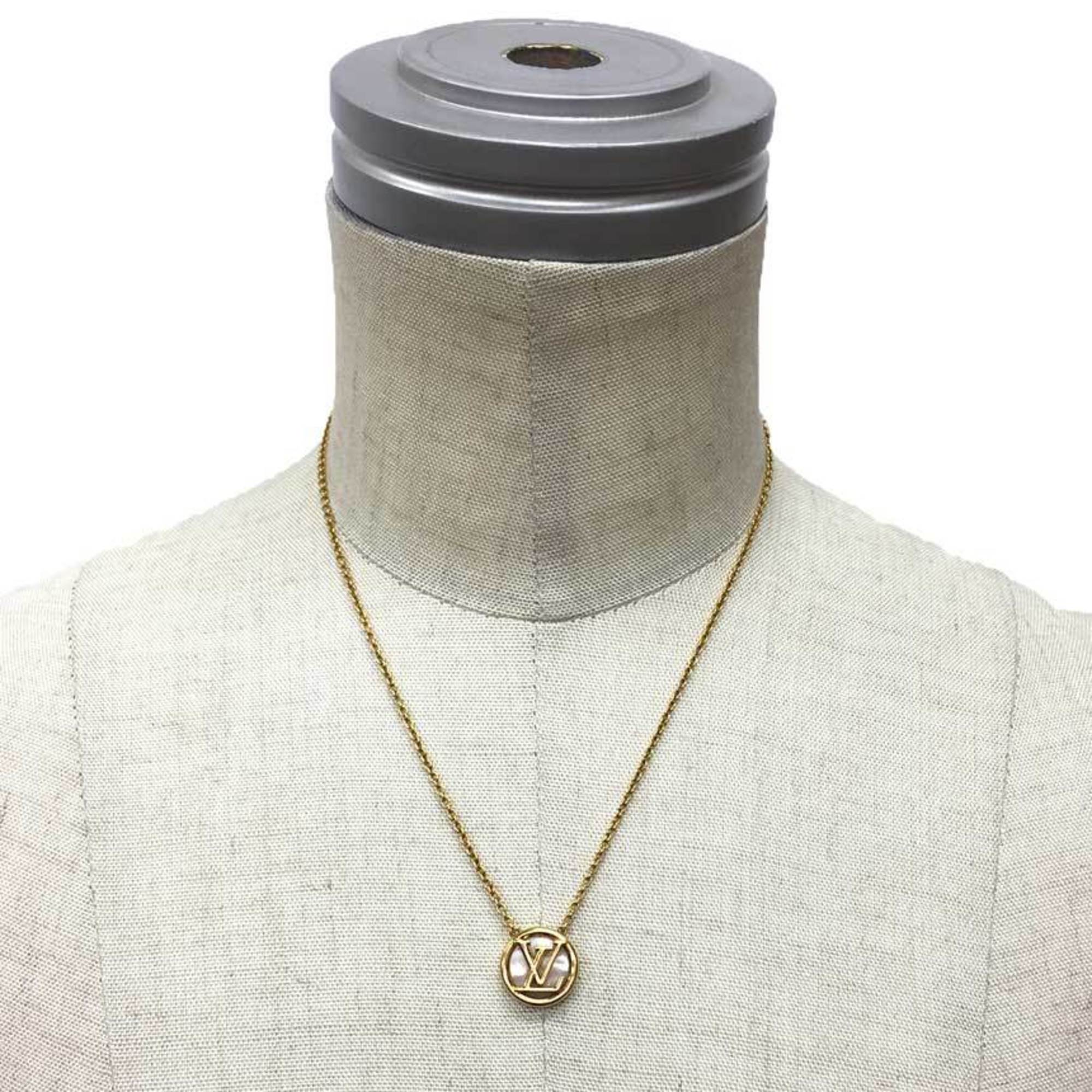 Louis Vuitton LOUIS VUITTON Necklace Collier L TO V M80259 Mother of Pearl Gold Color Ladies Bracelet