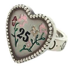 GUCCI Heart Ring BOSCO ORSO 25 Flower AG925 #10 2018 Limited Edition