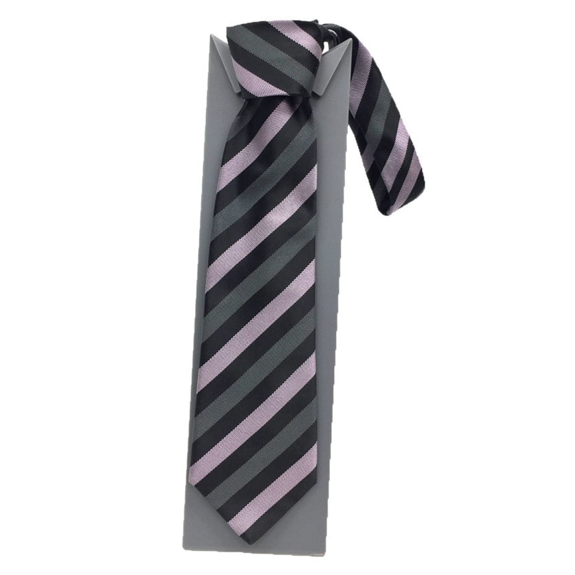 LOUIS VUITTON Louis Vuitton tie striped black x gray purple 100% silk men's