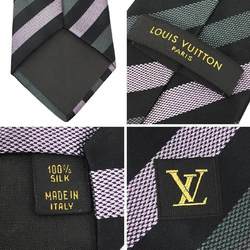 LOUIS VUITTON Louis Vuitton tie striped black x gray purple 100% silk men's
