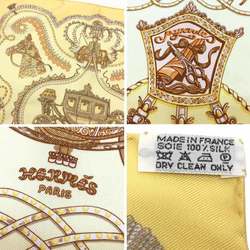 HERMES Hermes Carre 45 Scarf Muffler Paperoles Yellow 100% Silk