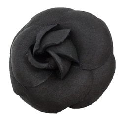 CHANEL Camellia Corsage Brooch Black Silk Satin Chanel Women's