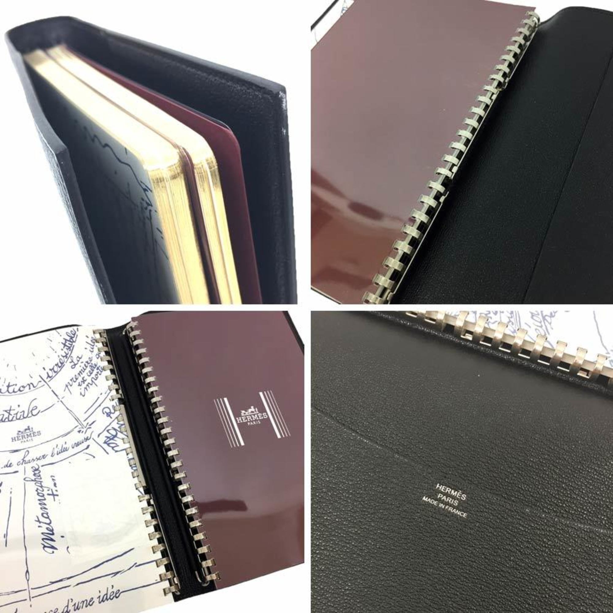 HERMES Hermes Globe-Trotter Notebook Cover Chevre Palladium Hardware Black AGENDAS Leather