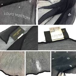 LOUIS VUITTON Louis Vuitton Etoile Monogram Plume M73936 Shawl Muffler Long Scarf Silk Black Women's