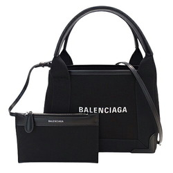 BALENCIAGA Women's Bag Handbag Shoulder 2way Canvas Leather Navy Cabas XS Black 3903462