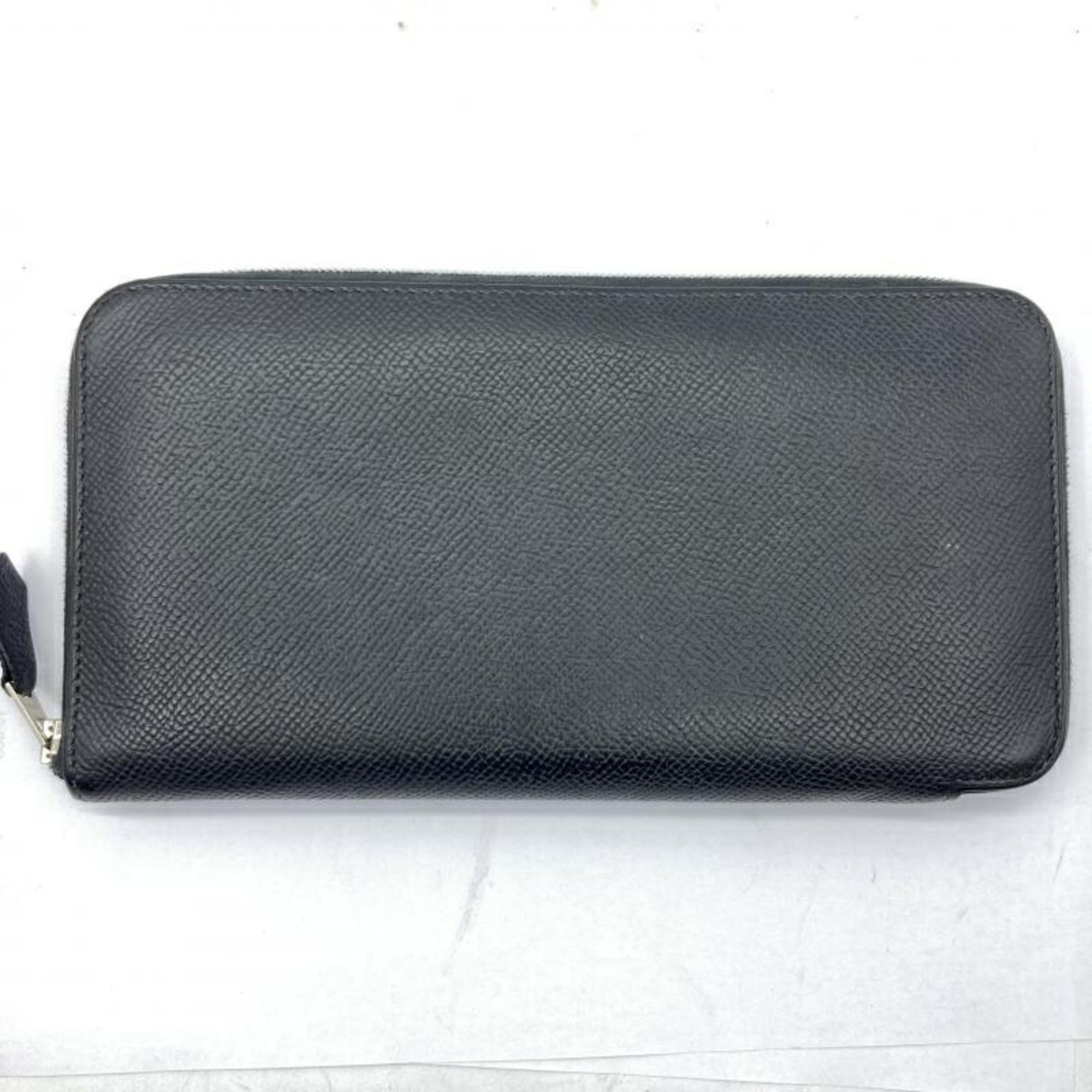 HERMES Azap Long Classic Hermes Wallet Round Black