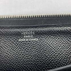 HERMES Azap Long Classic Hermes Wallet Round Black