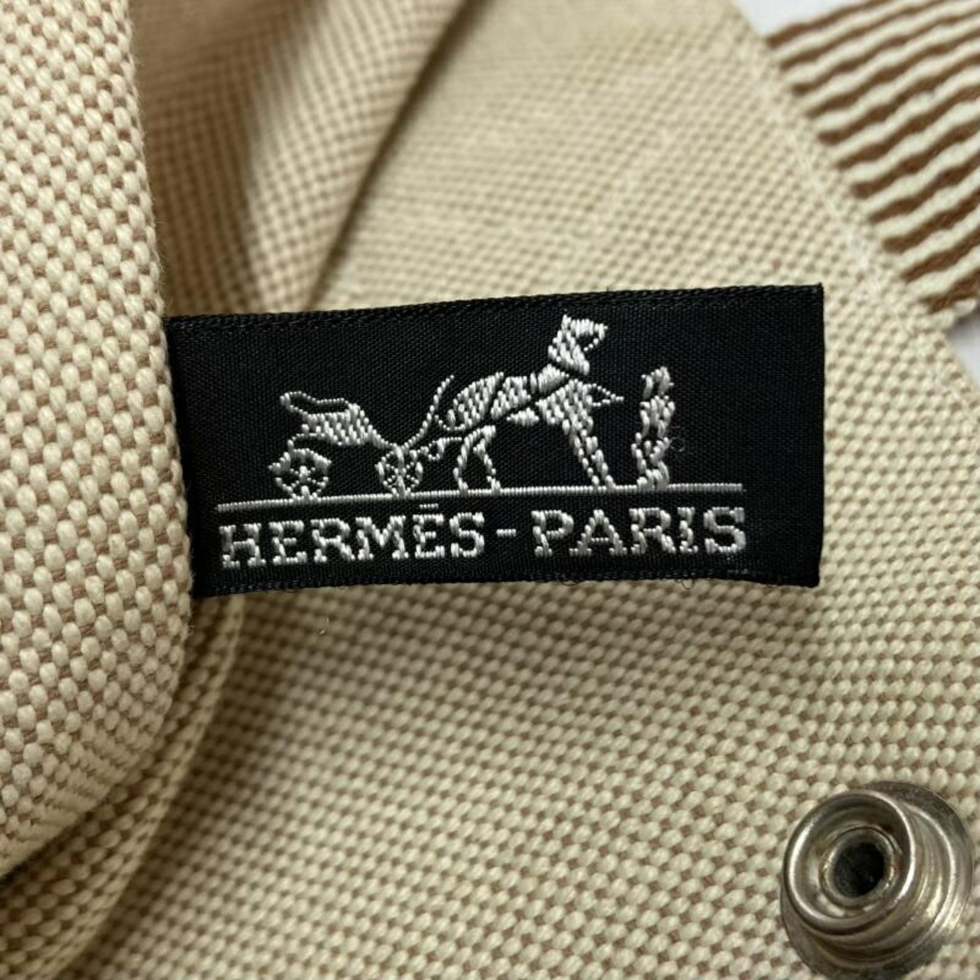 HERMES New Foult Cabas Hermes Beige x Brown Tote Bag Handbag