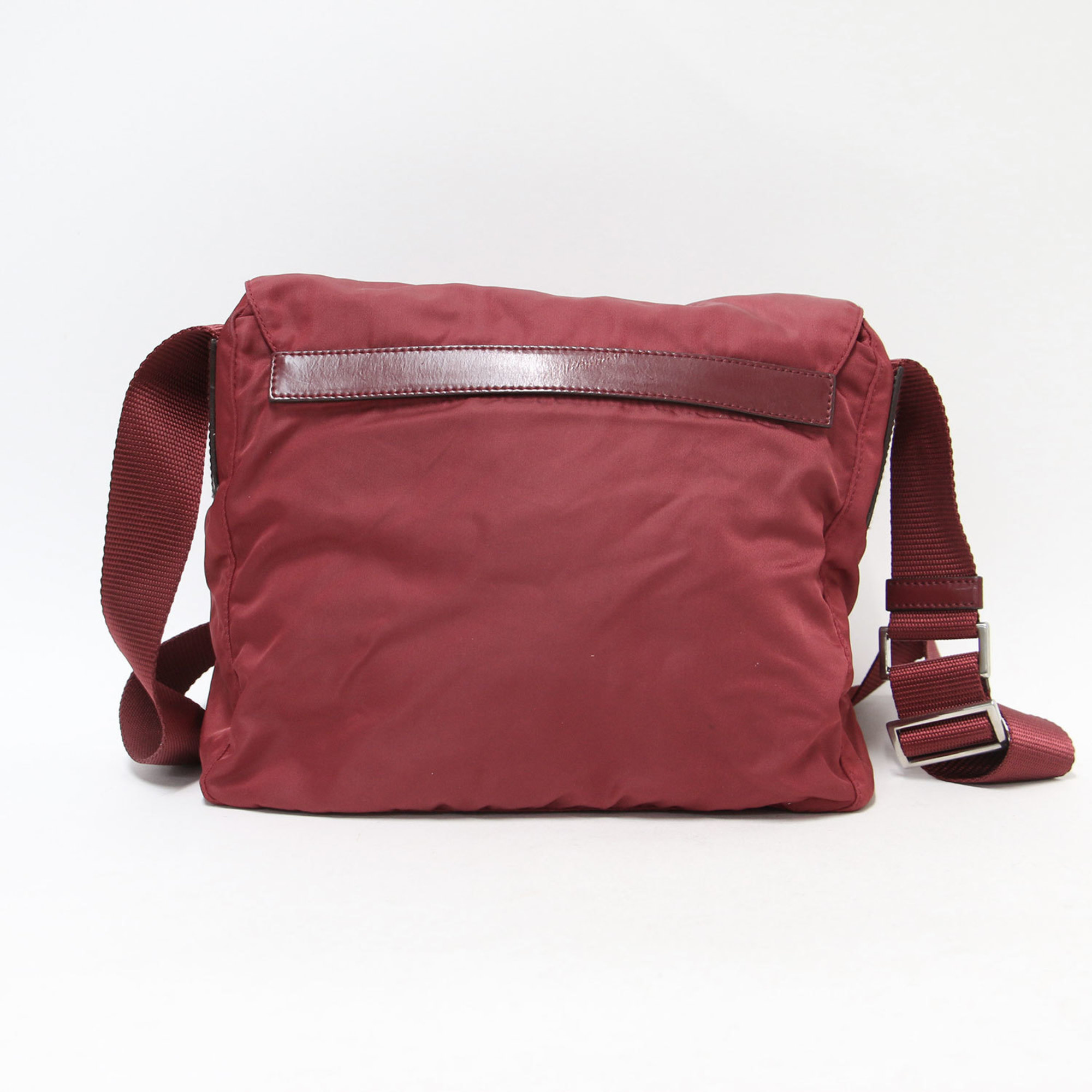 PRADA Prada Shoulder Bag Red Nylon Flap Triangle Plate VINTAGE Crossbody Women's K4072
