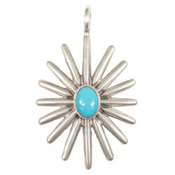 Goros Turquoise Sea Urchin Top Silver Pendant Jewelry Men's K4068
