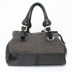 Chloé Chloe Paddington Bag Handbag Shoulder Black Grey Padlock Tweed Leather Women's K4074